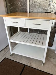 White wooden Kitchen island / utility trolley