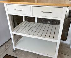 White wooden Kitchen island / utility trolley