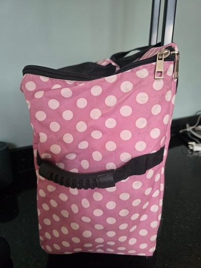 Sewing Machine Wheeled Trolley Rolly Bag in Mauve Polka Dot