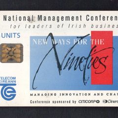 1991 Ireland 50 Unit Irish Management Institute (IMI) New Ways for the Nineties (Schlumberger SC4 & SC5) Call Card used with 21 units left. Telecom Eireann card number 1021