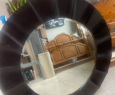 Very Large Circular Wooden Framed Mirror - Can Deliver