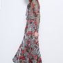 Zara Multicoloured Houndstooth & Floral Print Pleated Flowing Midi Skirt  Xs Image 8