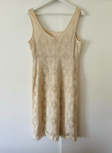 LK Bennett Cream Lace Shift Dress UK 12 EUR 40 Bridal Occasion Races Christening