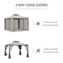 3 x 3m Metal Gazebo Garden Outdoor Marquee Party Tent Canopy Pavillion Patio Shelter with Mesh Sidewalls Taupe 2.95m Pavilion 2-tier Image 3
