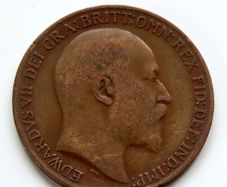 1909 Penny Edward VII bronze coin