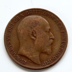 1909 Penny Edward VII bronze coin