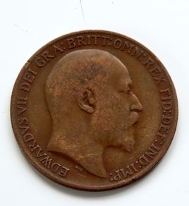 1909 Penny Edward VII bronze coin