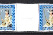 1978 Isle of Man 25th Anniversary of the Coronation of her Majesty Queen Elizabeth II 1953-78 Commemorative Stamp Gutter Pair Mint Never Hinged (MNH)