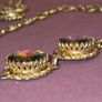1950's Signed Schiaparelli Watermelon Vitrail Stone Necklace and Earring set Image 8