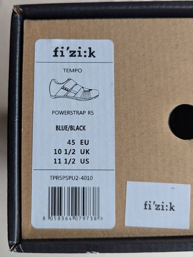 Fizik Tempo Powerstrap R5 cycling shoes size 45