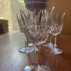 Five Waterford Crystal Lismore Wine Glasses, 1960s.