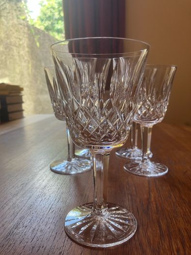 Five Waterford Crystal Lismore Wine Glasses, 1960s.