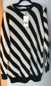 Zara black & white knit jumper dress Size Small BNWT