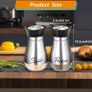 Brand New Salt and pepper shaker set, matte stainless steel with glass base, spice shaker Image 3