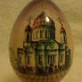 Vintage Russian Black Lacquered "cathedral Of Christ The Saviour" Handpainted Signed Wooden Collectors Egg On Original Stand Image 3