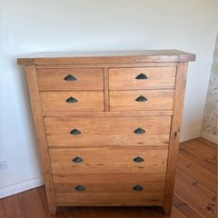 Solid Oak 7-Drawer Chest / Tallboy (Rustic Style