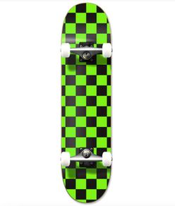 Yocaher Skateboard 7.75" Checker Green Complete