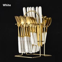 24 piece  set Stainless steel flatware set plastic handle  Knife spoon hanger