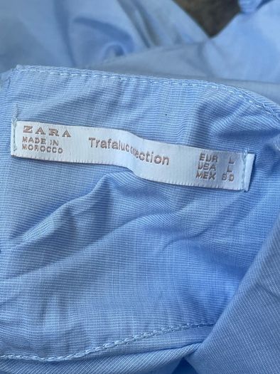 top Zara size large off the shoulder top cotton blue
