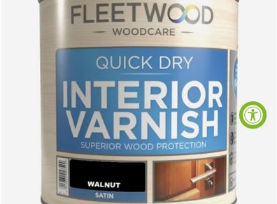 Fleetwood Quick Dry Interior Varnish 1 Litre Satin - Walnut