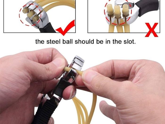 NEW SALE | Stainless Steel Slingshot Set Outdoor Hunting Catapult Toy Powerful Slingshot Bow + 2pcs Rubber Bands Replacement + 50pcs Steel Balls + 1pcs Leather Bag