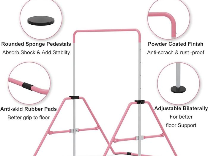 NEW SALE | Gymnastics Bars, Junior Training Kip Bar Gymnastics Equipment for Home Garden, Adjustable Height Gymnastic Folding Horizontal Bar with Gymnastic Rings for Kid Boys Girls