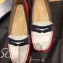 Ogetti by Carl Scarpa Red, Navy and White Loafers - Size 40 Image 4