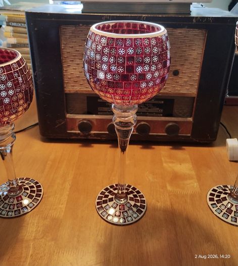Red Mosaic Candle Holder Set (26282)