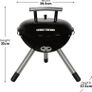 George Foreman 14inch  Compact Portable Round Charcoal BBQ, Adjustable Air Vent, Lightweight & Integrated Handle with Chrome Grill Image 9