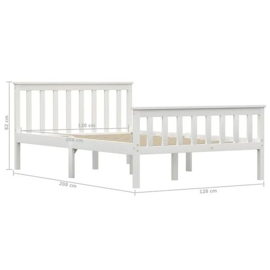 Bed Frame without Mattress White Solid Pinewood 120x200 cm