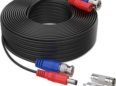 Special Design 30M/100 Feet BNC Video Power Cable For HD CCTV Camera DVR Security System (Black)