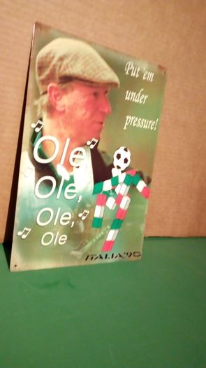 Italia 90 Jack Charlton sign, Jackie's army, memorabilia tin metal sign