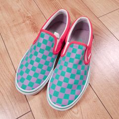 Vans Green Teal Purple Classic Slip-On Checkerboard Canvas Skate Shoes 4UK/36.5EU/23cm