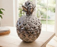 H&M Home Pineapple Ornament Jar Silver Glass