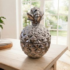 H&M Home Pineapple Ornament Jar Silver Glass
