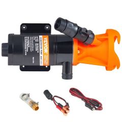RV Portable Macerator Pump, 12V, 12GMP Quick Release RV Waste Pump, RV Sewage Sewer Pump with Detachable Quick Connection Valve Metal Hose