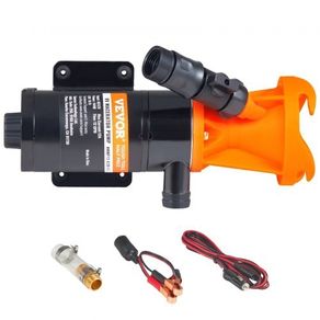 RV Portable Macerator Pump, 12V, 12GMP Quick Release RV Waste Pump, RV Sewage Sewer Pump with Detachable Quick Connection Valve Metal Hose