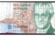 1999 Ireland IR10 James Joyce Banknote Series C. Note issued 02/07/99. Serial number YZN005746
