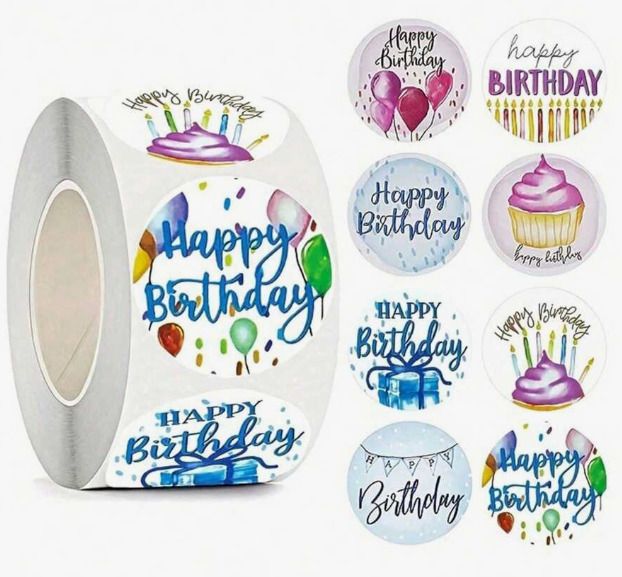 Happy Birthday Stickers - Rolls of 50 stickers