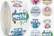 Happy Birthday Stickers - Rolls of 50 stickers