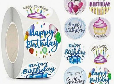 Happy Birthday Stickers - Rolls of 50 stickers