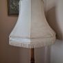 Vintage Wooden Standard Floor Lamp with Original Fringed Shade Image 3