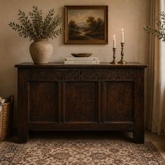 18th Century Style Carved Oak Coffer