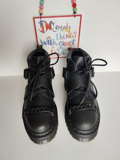 RARE Dr Doc Martens Beaumann chain black platform quad boots UK3 EU36 US5