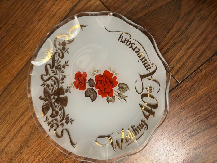 Vintage Anniversary Glass Plate