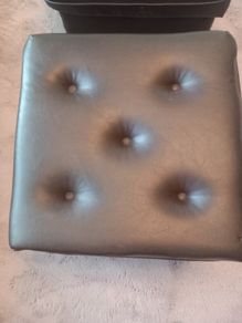 Brown leather puff