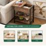 Side Table with Charging Station, Small Flip Top Narrow Sofa End Table with USB Ports, Type C Ports and Outlets, with Storage, 3-Tier, for Living Room, Bedroom, Brown Image 2