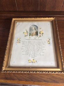 Vintage Sweet Gentle Lady Religious Prayer in Gilt Frame