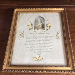 Vintage Sweet Gentle Lady Religious Prayer in Gilt Frame