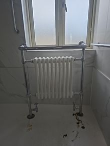 Vintage Cast Iron Towel Radiator with Chrome Frame  Traditional Style